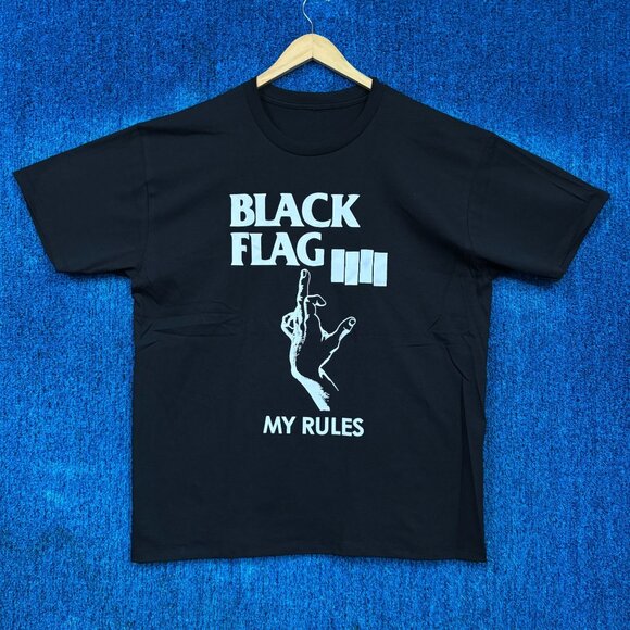 Black Flag My Rules Punk T-shirt Size Extra Large - Picture 1 of 4